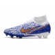 Nike Zoom Mercurial Superfly 9 Elite FG Homme Blanc Bleu Or