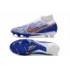 Nike Zoom Mercurial Superfly 9 Elite FG Homme Blanc Bleu Or