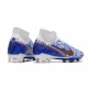 Nike Zoom Mercurial Superfly 9 Elite FG Homme Blanc Bleu Or