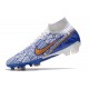 Nike Zoom Mercurial Superfly 9 Elite FG Homme Blanc Bleu Or