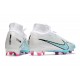 Nike Zoom Mercurial Superfly 9 Elite FG Homme Blanc Bleu