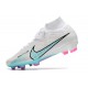 Nike Zoom Mercurial Superfly 9 Elite FG Homme Blanc Bleu