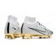 Nike Zoom Mercurial Superfly 9 Elite FG Homme Blanc Or Noir
