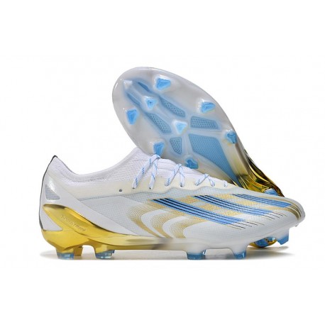 Chaussure adidas X Crazyfast Messi.1 FG Blanc Bleu Or 