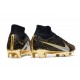Nike Zoom Mercurial Superfly 9 Elite FG Homme Noir Or Blanc