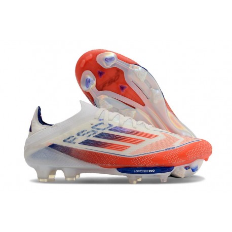 Crampons adidas F50 + Elite FG Advancement - Blanc Rouge Bleu