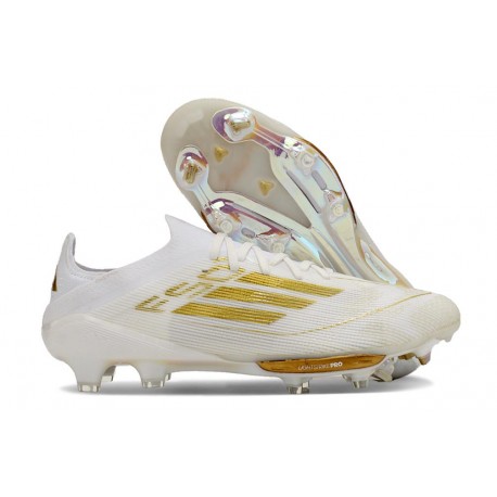 Crampons adidas F50 + Elite FG Day Spark - Blanc Doré