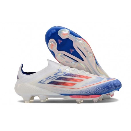 Crampons adidas F50 + Elite FG Advancement - Blanc Bleu Rouge 