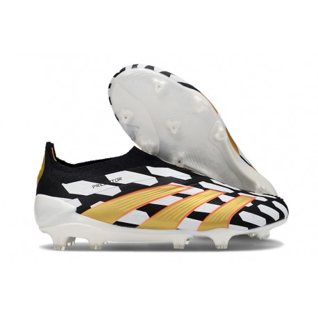 Adidas Predator Elite Laceless FG Nouvelle Noir Blanc Or