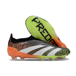 Adidas Predator Elite Laceless FG Nouvelle Noir Blanc Vert Orange