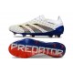 Chsussure Adidas Predator Elite FG Blanc Gris Bleu Noir