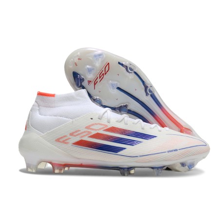 Chaussures adidas F50 Elite Mid FG Advancement - Blanc Rouge Bleu