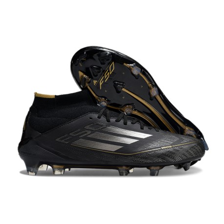 Chaussures adidas F50 Elite Mid FG Dark Spark - Noir Argenté Doré
