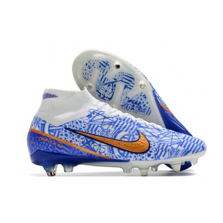 Nike Zoom Mercurial Superfly 9 Elite Sg-pro White Blue Gold
