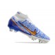 Nike Zoom Mercurial Superfly 9 Elite Sg-pro White Blue Gold